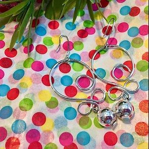 Sterling Silver/925 Swirl Dangle Ball Earrings